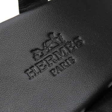 エルメス HERMES エスパドリーユ イテア30 ブラック ナッパレザー #38 サンダル 黒 厚底 ウェッジソール