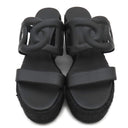 エルメス HERMES エスパドリーユ イテア30 ブラック ナッパレザー #38 サンダル 黒 厚底 ウェッジソール