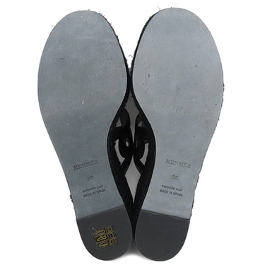 エルメス HERMES エスパドリーユ イテア30 ブラック ナッパレザー #38 サンダル 黒 厚底 ウェッジソール