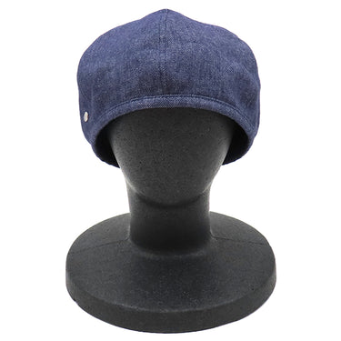 エルメス HERMES ガブリエル インディゴ 麻 ＃57 ベレー帽 シルバー金具 新品 未使用 青 紺 帽子