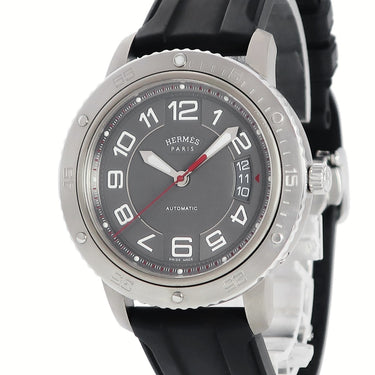 腕時計 エルメス HERMES クリッパー スポーツ TGM CP2.741 自動巻き メンズ アラビア グレー デイト 逆回転防止ベゼル
