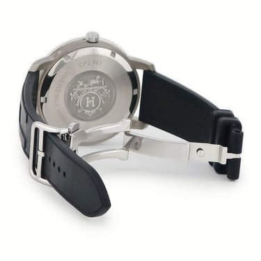 腕時計 エルメス HERMES クリッパー スポーツ TGM CP2.741 自動巻き メンズ アラビア グレー デイト 逆回転防止ベゼル