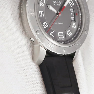 腕時計 エルメス HERMES クリッパー スポーツ TGM CP2.741 自動巻き メンズ アラビア グレー デイト 逆回転防止ベゼル