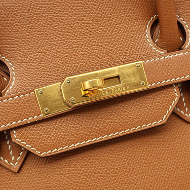 エルメス HERMES バーキン35 ゴールド ヴォーエプソン ハンドバッグ ゴールド金具 茶