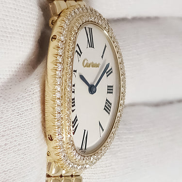 腕時計 カルティエ Cartier ベニュワール SM 820911A6 手巻き レディース OH済み K18YG無垢 純正ダイヤ オーバル ヴィンテージ