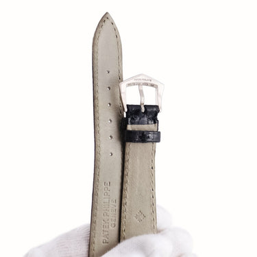 パテックフィリップ PATEK PHILIPPE ブラック クロコダイル 純正K18WG製尾錠付き 腕時計パーツ 純正 クロコ バンド K18WG 製尾錠付き 本革ベルト 替え 正規品 スペア 19ｍｍ ブラック 黒