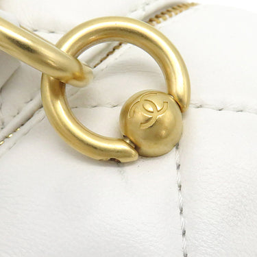 シャネル CHANEL ミニボーリングバッグ AS4202 ホワイト ラムスキン ショルダーバッグ ゴールド金具 チェーンショルダー ココマーク 白