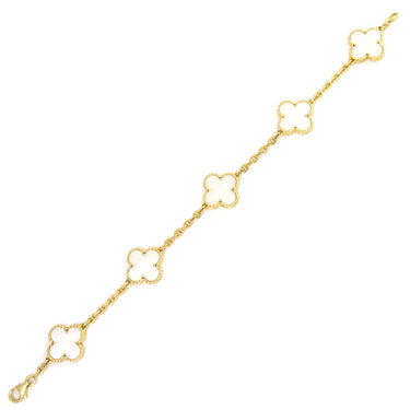 ヴァンクリーフアーペル Van Cleef & Arpels ヴィンテージアルハンブラ ブレスレット VCARA41800 パールホワイト×イエローゴールド K18YG マザーオブ パール ブレスレット 750YG 18金 5モチーフ