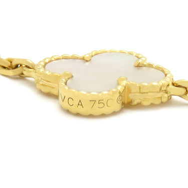 ヴァンクリーフアーペル Van Cleef & Arpels ヴィンテージアルハンブラ ブレスレット VCARA41800 パールホワイト×イエローゴールド K18YG マザーオブ パール ブレスレット 750YG 18金 5モチーフ