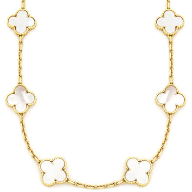 ヴァンクリーフアーペル Van Cleef & Arpels ヴィンテージ アルハンブラ 10モチーフ VCARA42800 パールホワイト×イエローゴールド K18YG マザーオブパール ネックレス 白 18K 750YG