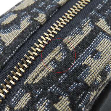 クリスチャン・ディオール Christian Dior オブリーク ウエストポーチ ネイビー キャンバス ウエストバッグ ヴィンテージ金具 紺 ジャガード