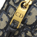 クリスチャン・ディオール Christian Dior オブリーク ウエストポーチ ネイビー キャンバス ウエストバッグ ヴィンテージ金具 紺 ジャガード