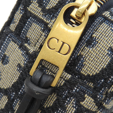 クリスチャン・ディオール Christian Dior オブリーク ウエストポーチ ネイビー キャンバス ウエストバッグ ヴィンテージ金具 紺 ジャガード