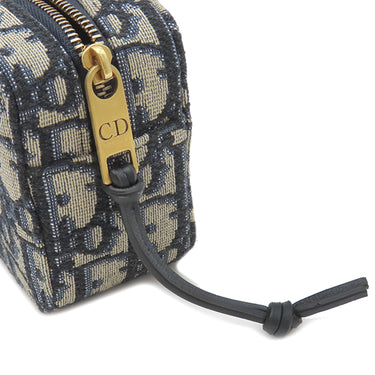 クリスチャン・ディオール Christian Dior オブリーク ウエストポーチ ネイビー キャンバス ウエストバッグ ヴィンテージ金具 紺 ジャガード