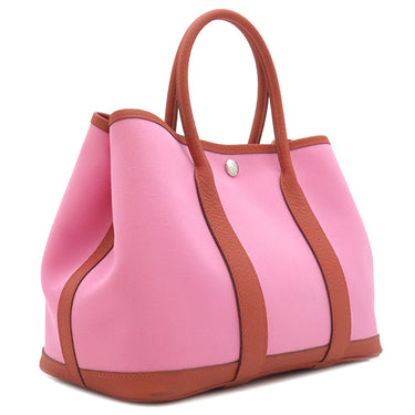 エルメス HERMES ガーデンパーティーTPM ピンク×ルージュデュセス トワルオフィシエ ヴァッシュカントリー トートバッグ シルバー金具 バイカラー