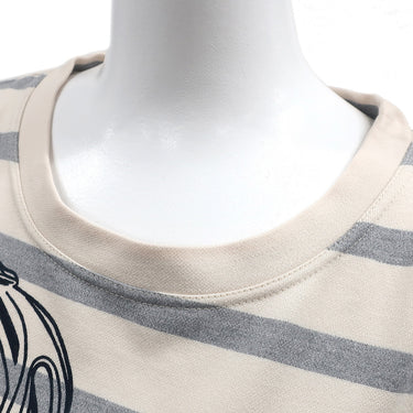 エルメス HERMES ストレートTシャツ アイボリー×グレー×ブラック コットン 13195 半袖Ｔシャツ 【BRIDES de GALA/ブリッド ドゥ ガラ】