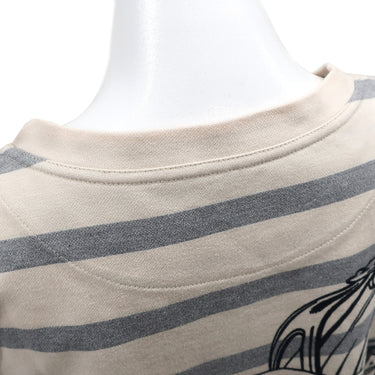 エルメス HERMES ストレートTシャツ アイボリー×グレー×ブラック コットン 13195 半袖Ｔシャツ 【BRIDES de GALA/ブリッド ドゥ ガラ】