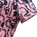 エルメス HERMES 総柄 ピンク×ネイビー コットン 13195 半袖Ｔシャツ 紺 【Brides de GALA en Desordre/ブライド ドゥ ガラ アン デゾルドル】