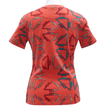 エルメス HERMES マイクロTシャツ サーモン×マルチカラー コットン 13195 半袖Ｔシャツ グリーン ベージュ 【Tatersales/タッタセール】