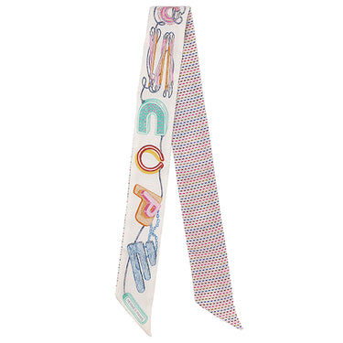 エルメス HERMES ツイリー ホワイト×ローズ×ヴェール シルク スカーフ 【CHEVALOSCOPE NEON/シュヴァロスコープ ネオン】