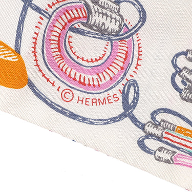 エルメス HERMES ツイリー ホワイト×ローズ×ヴェール シルク スカーフ 【CHEVALOSCOPE NEON/シュヴァロスコープ ネオン】