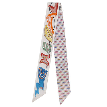 エルメス HERMES ツイリー ホワイト×ブルー×ローズ シルク スカーフ 新品 未使用【CHEVALOSCOPE NEON/シュヴァロスコープ ネオン】