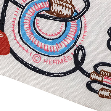 エルメス HERMES ツイリー ホワイト×ブルー×ローズ シルク スカーフ 新品 未使用【CHEVALOSCOPE NEON/シュヴァロスコープ ネオン】