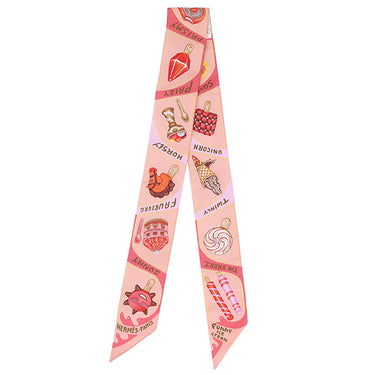 エルメス HERMES ツイリー ローズプードル×コライユ×イエロー シルク スカーフ 【FUNNY ICE CREAM/ファニー アイスクリーム】