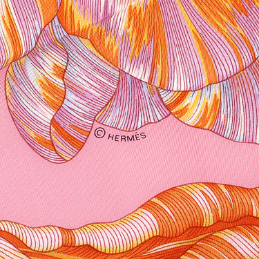 エルメス HERMES カレ90 CARRE ローズマラバール×ヴァイオレット×オレンジ シルク スカーフ 【TULIPOMANIE/チューリップマニア】