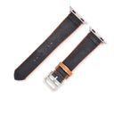 エルメス HERMES 純正 アップルウォッチ用 キャンバスベルト ブラック ナイロン ステンレススチール 腕時計パーツ ストラップ 20ｍｍ ブラック×ブラウン 尾錠付 金具付