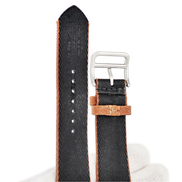 エルメス HERMES 純正 アップルウォッチ用 キャンバスベルト ブラック ナイロン ステンレススチール 腕時計パーツ ストラップ 20ｍｍ ブラック×ブラウン 尾錠付 金具付