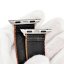 エルメス HERMES 純正 アップルウォッチ用 キャンバスベルト ブラック ナイロン ステンレススチール 腕時計パーツ ストラップ 20ｍｍ ブラック×ブラウン 尾錠付 金具付