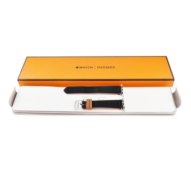 エルメス HERMES 純正 アップルウォッチ用 キャンバスベルト ブラック ナイロン ステンレススチール 腕時計パーツ ストラップ 20ｍｍ ブラック×ブラウン 尾錠付 金具付