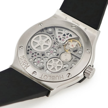 腕時計 ウブロ HUBLOT クラシックフュージョン 8デイズ チタニウム 516.NX.1470.LR 手巻き メンズ ブラック パワーリザーブ