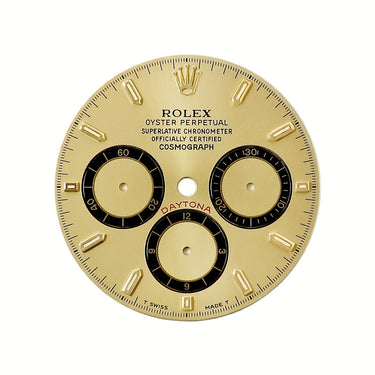 ロレックス ROLEX デイトナ用 純正 ダイアル シャンパンゴールド ステンレススチール 腕時計パーツ 三針付き 希少 逆6 K18YG 文字盤 レア 替え シャンパン トリチウム 28mm