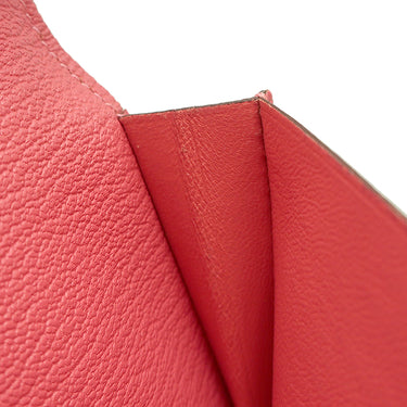 エルメス HERMES ベアンスフレ ローズリップスティック シェーブル 長財布 シルバー金具 二つ折り財布