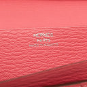 エルメス HERMES ベアンスフレ ローズリップスティック シェーブル 長財布 シルバー金具 二つ折り財布