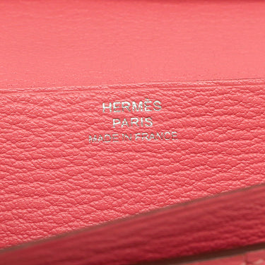 エルメス HERMES ベアンスフレ ローズリップスティック シェーブル 長財布 シルバー金具 二つ折り財布