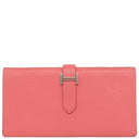 エルメス HERMES ベアンスフレ ローズリップスティック シェーブル 長財布 シルバー金具 二つ折り財布