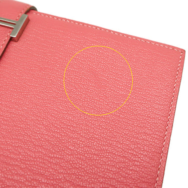 エルメス HERMES ベアンスフレ ローズリップスティック シェーブル 長財布 シルバー金具 二つ折り財布