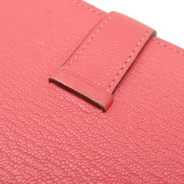 エルメス HERMES ベアンスフレ ローズリップスティック シェーブル 長財布 シルバー金具 二つ折り財布