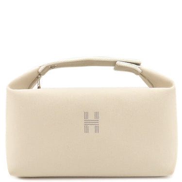 エルメス HERMES ブリッド ア ブラック GM ナチュラル コットン ポーチ シルバー金具 アイボリー ハンドバッグ バニティバッグ