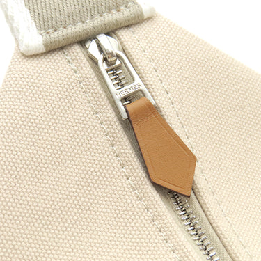 エルメス HERMES ブリッド ア ブラック GM ナチュラル コットン ポーチ シルバー金具 アイボリー ハンドバッグ バニティバッグ