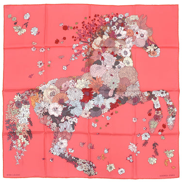 エルメス HERMES カレ90 CARRE ローズリップスティック×ヴィウーローズ×クリーム シルク スカーフ 【ROBE LEGERE/ローブ レジェール】