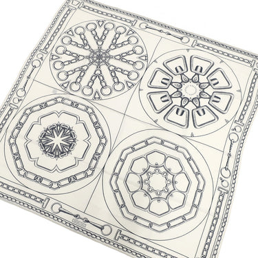 エルメス HERMES ショール カレ140 CARRE ホワイト×ブラック カシミヤ シルク ストール 【L'EFFET KALEIDOSCOPE/カレイドスコープ エフェクト】