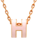 エルメス HERMES ポップアッシュ ミニ ペンダント ローズドラジェ×ピンクゴールド GP ラッカー ネックレス ローズゴールド金具 Hモチーフ