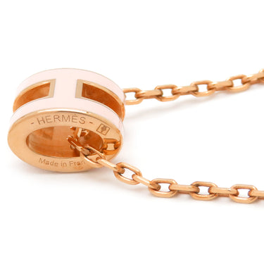 エルメス HERMES ポップアッシュ ミニ ペンダント ローズドラジェ×ピンクゴールド GP ラッカー ネックレス ローズゴールド金具 Hモチーフ