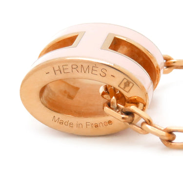 エルメス HERMES ポップアッシュ ミニ ペンダント ローズドラジェ×ピンクゴールド GP ラッカー ネックレス ローズゴールド金具 Hモチーフ