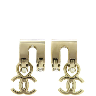 シャネル CHANEL ココマーク フープピアス AB6747 シャンパンゴールド メタル ラインストーン ピアス CCマーク