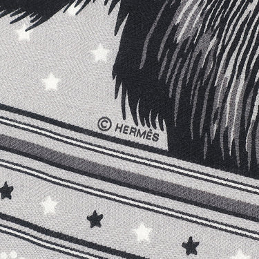 エルメス HERMES カレ65 CARRE グリクレール×ブラック×ホワイト カシミヤ シルク スカーフ 新品 未使用【GRRRRR!/ガルルルルル!】